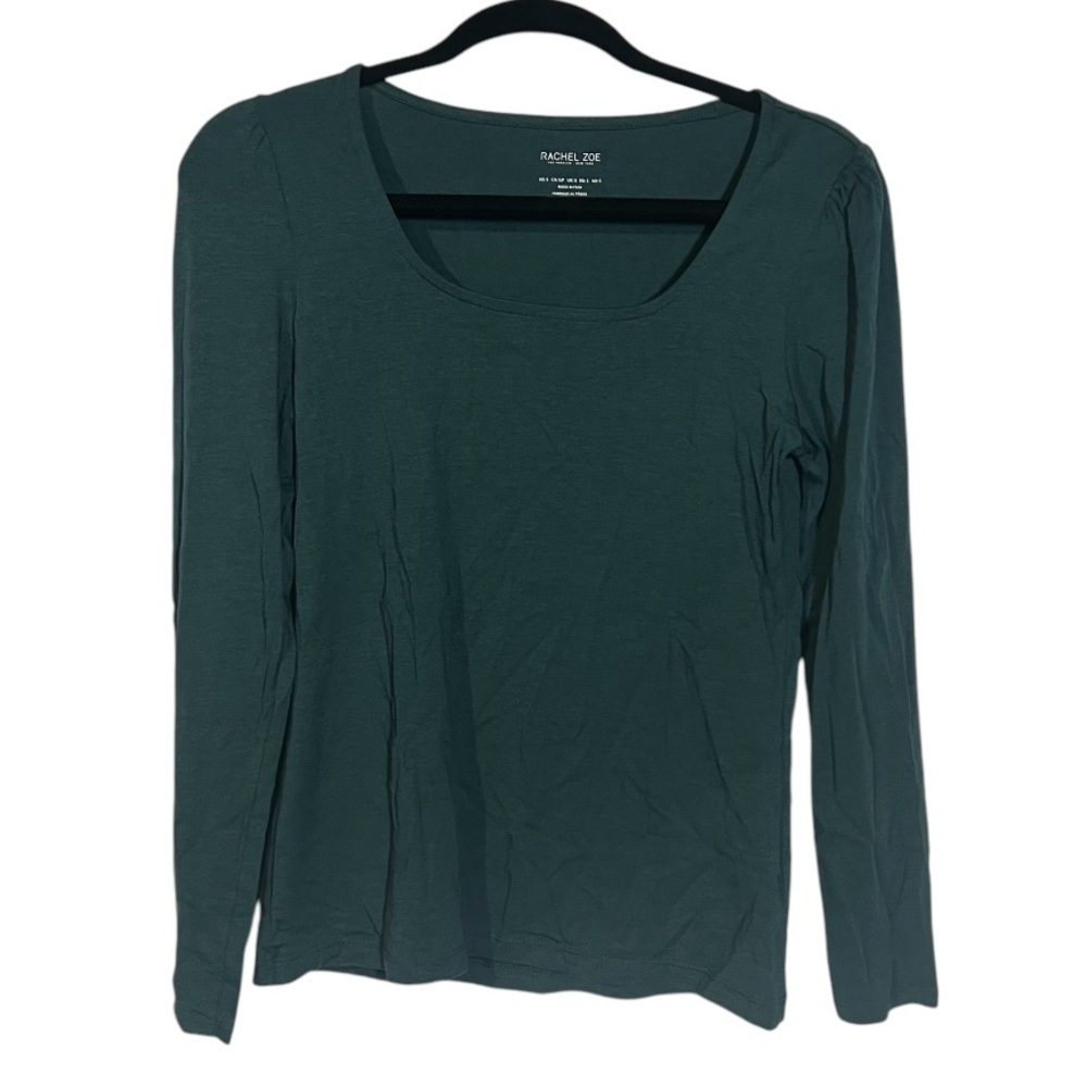 Rachel Zoe Scoop Neck Top Long Sleeve Green Size Small